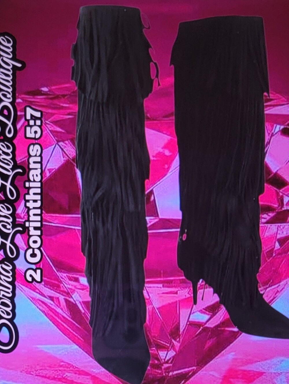 Boho Festival Rich Black Fringe Knee-High Boots